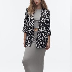 Zara Monochrome Zebra Pattern Blazer